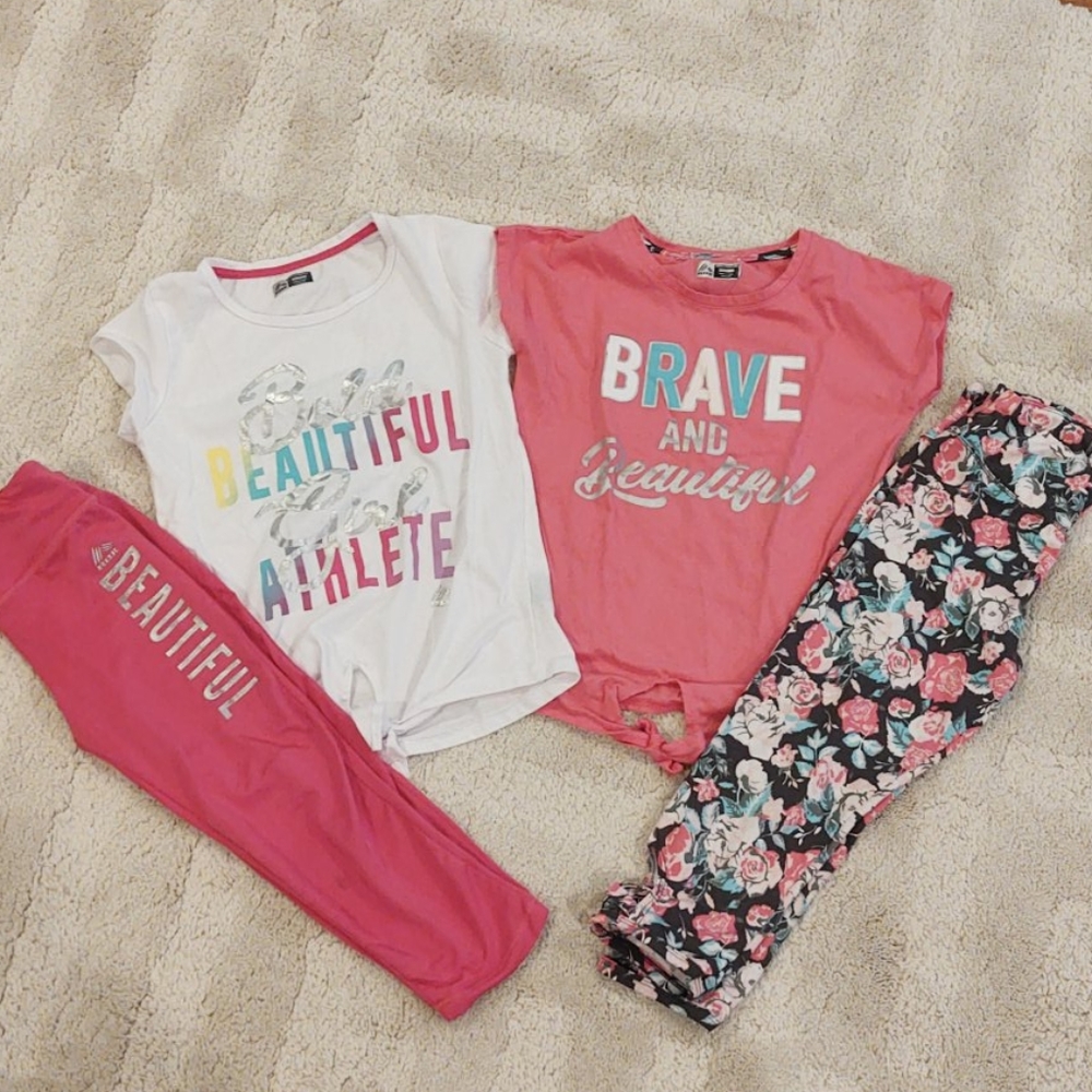2 girls athletic capri sets size 10-12